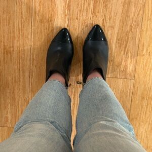 Ann Taylor Black Leather Heeled Boots